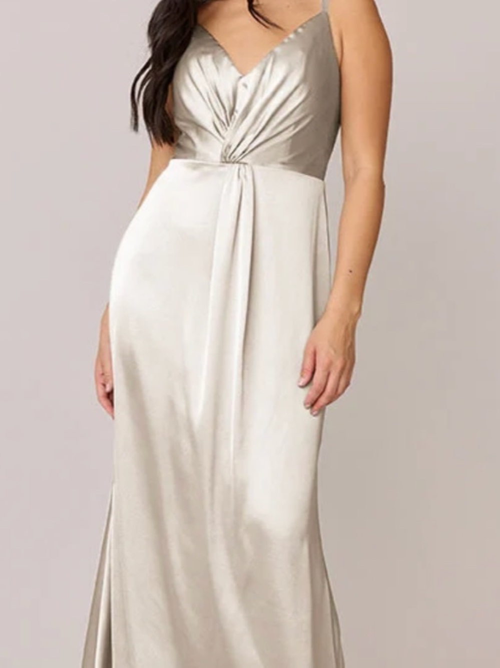 Revelry Metallic soft Champagne Satin Maxi Dress